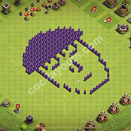 TH7 Funny Troll Base Plan with Link, Copy Town Hall 7 Art Design 2025, #41
