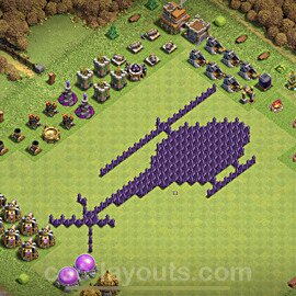 TH7 Funny Troll Base Plan with Link, Copy Town Hall 7 Art Design, #6