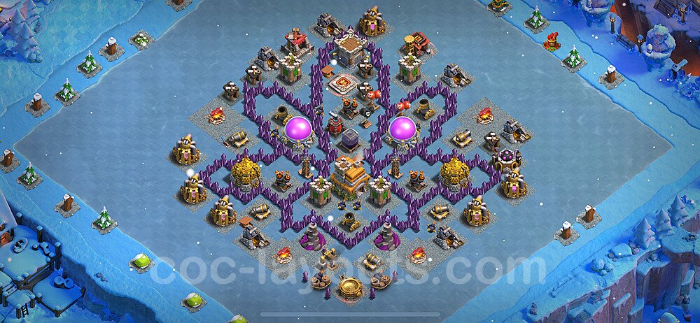 TH7 Funny Troll Base Plan with Link, Copy Town Hall 7 Art Design 2022, #10