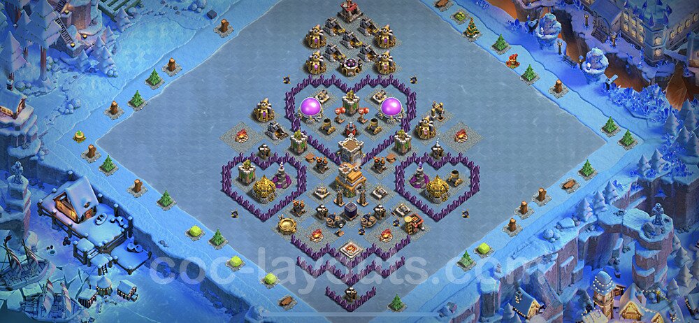 TH7 Funny Troll Base Plan with Link, Copy Town Hall 7 Art Design 2023, #12