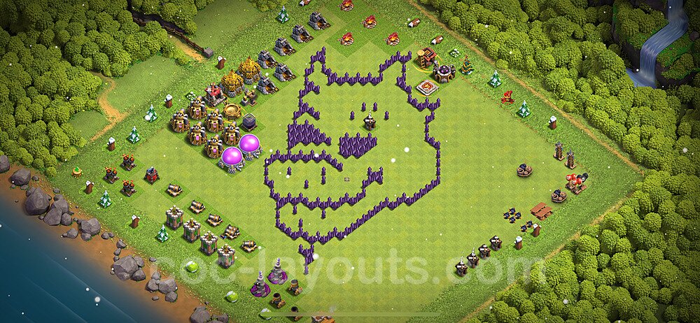 TH7 Funny Troll Base Plan with Link, Copy Town Hall 7 Art Design 2023, #13