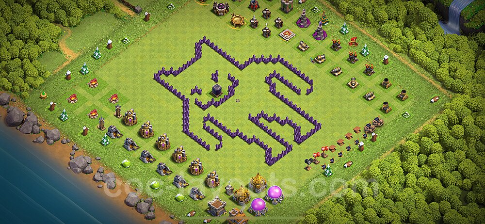 Die Troll Funny Base RH7 + Link 2024 - COC Rathaus Level 7 Art Base - #21