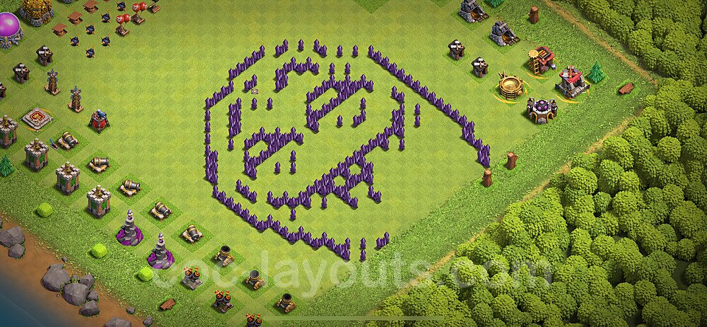 TH7 Funny Troll Base Plan with Link, Copy Town Hall 7 Art Design 2024, #22