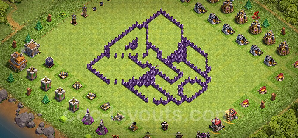 TH7 Funny Troll Base Plan with Link, Copy Town Hall 7 Art Design 2024, #24