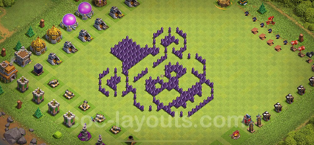 TH7 Funny Troll Base Plan with Link, Copy Town Hall 7 Art Design 2024, #25