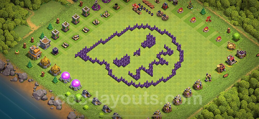 Die Troll Funny Base RH7 + Link 2024 - COC Rathaus Level 7 Art Base - #29