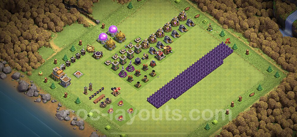 TH7 Funny Troll Base Plan with Link, Copy Town Hall 7 Art Design 2023, #3