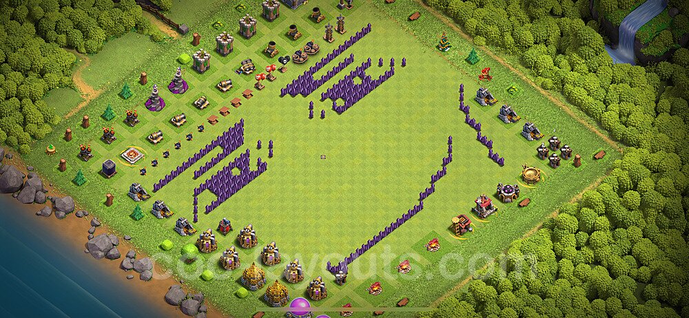 Die Troll Funny Base RH7 + Link 2024 - COC Rathaus Level 7 Art Base - #38