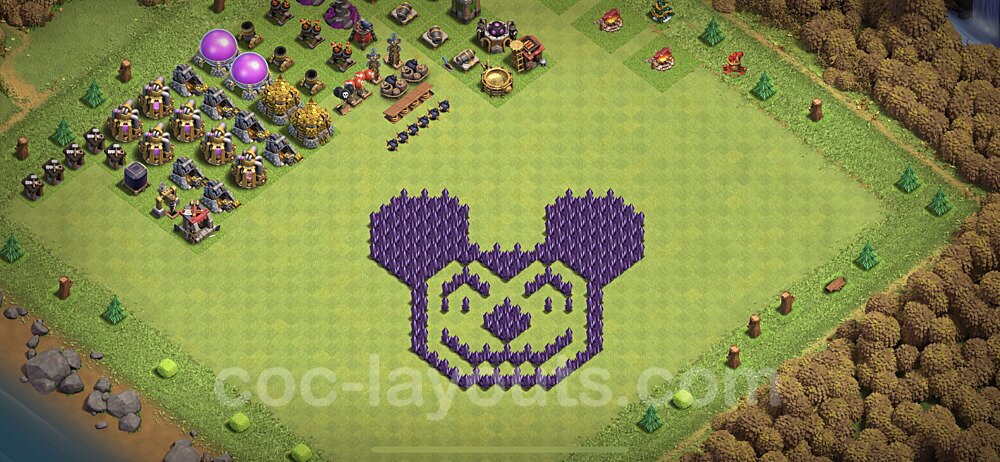 TH7 Funny Troll Base Plan with Link, Copy Town Hall 7 Art Design 2023, #4