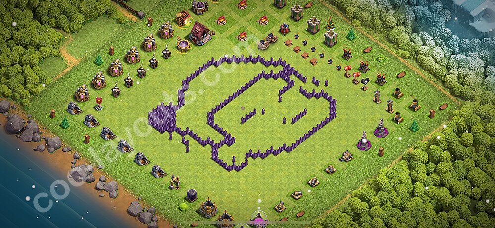 Die Troll Funny Base RH7 + Link 2025 - COC Rathaus Level 7 Art Base - #40