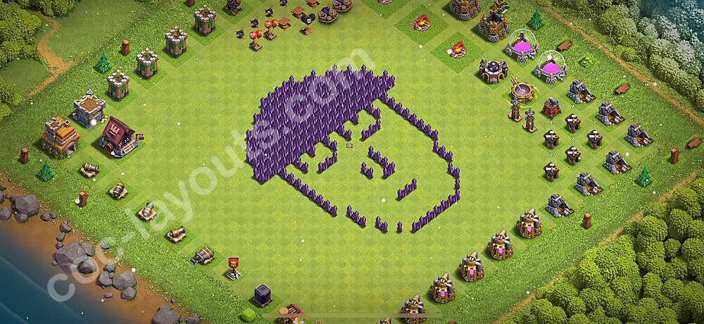 Troll Funny Diseño de aldea Ayuntamiento 7 Copiar - COC TH7 Perfecta Art Distribucion 2025 + Enlace - #41