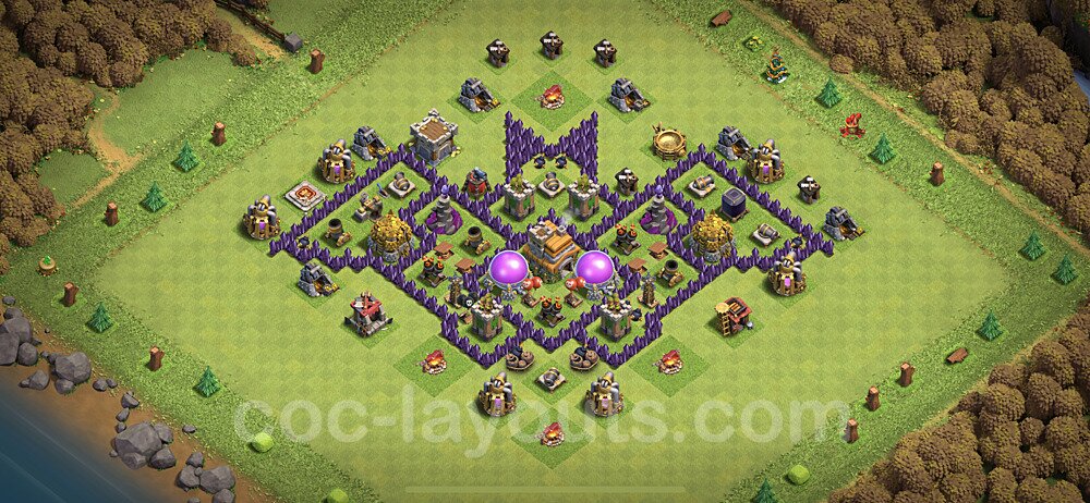 TH7 Funny Troll Base Plan with Link, Copy Town Hall 7 Art Design 2021, #7