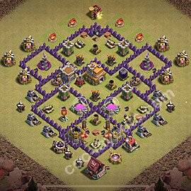 TH7 Anti 2 Stars CWL War Base Plan with Link, Anti Air / Dragon, Copy Town Hall 7 Design 2025, #101