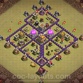 Die Anti 2 Sterne Clan War Base RH7 + Link, Anti Alles 2024 - COC Rathaus Level 7 Kriegsbase (CK / CW) - #104