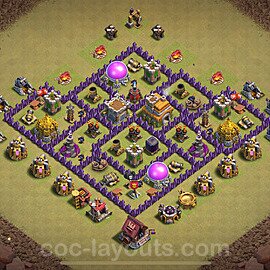 TH7 Anti 2 Stars CWL War Base Plan with Link, Hybrid, Copy Town Hall 7 Design 2024, #108