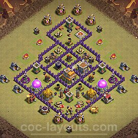 TH7 Anti 2 Stars CWL War Base Plan with Link, Anti Everything, Copy Town Hall 7 Design 2024, #109