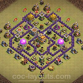 TH7 Anti 3 Stars CWL War Base Plan with Link, Anti Everything, Copy Town Hall 7 Design 2024, #110