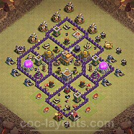 TH7 War Base Plan with Link, Anti Everything, Hybrid, Copy Town Hall 7 CWL Design 2024, #111