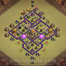 TH7 Anti 2 Stars CWL War Base Plan with Link, Anti Everything, Copy Town Hall 7 Design 2024, #112