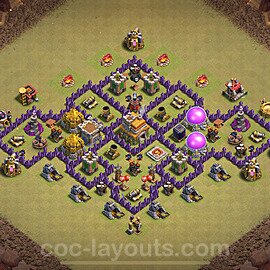 Municipio livello 7 Base di Guerra + Link, Anti Air / Dragon, Ibrido - Miglior Disposizione Villaggio COC 2024 TH7 - #113