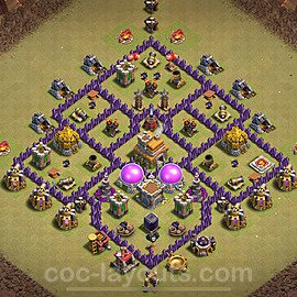 TH7 Anti 2 Stars CWL War Base Plan with Link, Anti Everything, Copy Town Hall 7 Design 2024, #115