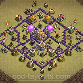 TH7 War Base Plan with Link, Anti Everything, Hybrid, Copy Town Hall 7 CWL Design 2024, #117