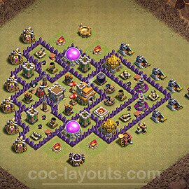 TH7 Anti 2 Stars CWL War Base Plan with Link, Anti Everything, Copy Town Hall 7 Design 2024, #120