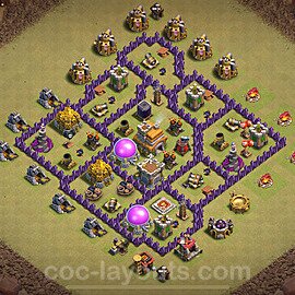 TH7 Anti 2 Stars CWL War Base Plan with Link, Anti Everything, Copy Town Hall 7 Design 2024, #123