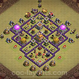 TH7 War Base Plan with Link, Anti Air / Dragon, Hybrid, Copy Town Hall 7 CWL Design 2024, #128