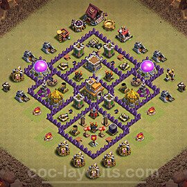 Municipio livello 7 Base di Guerra + Link, Anti Air / Dragon, Ibrido - Miglior Disposizione Villaggio COC 2024 TH7 - #128