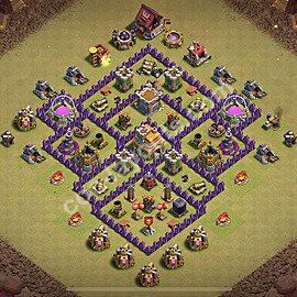 TH7 War Base Plan with Link, Anti Air / Dragon, Hybrid, Copy Town Hall 7 CWL Design 2025, #128