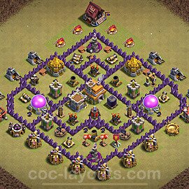 TH7 Anti 3 Stars CWL War Base Plan with Link, Anti Everything, Copy Town Hall 7 Design 2024, #129