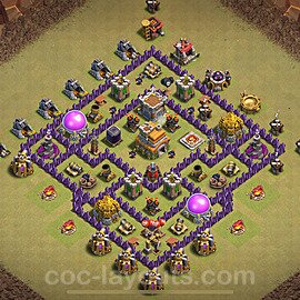 TH7 Anti 3 Stars CWL War Base Plan with Link, Hybrid, Copy Town Hall 7 Design 2024, #130