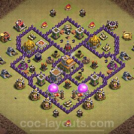 TH7 Anti 2 Stars CWL War Base Plan with Link, Anti Everything, Copy Town Hall 7 Design 2024, #132