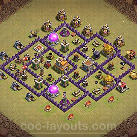 Municipio livello 7 Base di Guerra + Link, Anti Air / Dragon, Ibrido - Miglior Disposizione Villaggio COC 2024 TH7 - #137