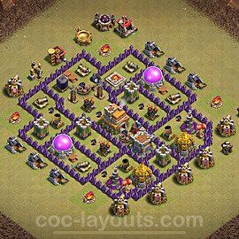 TH7 Max Levels CWL War Base Plan with Link, Hybrid, Copy Town Hall 7 Design 2024, #138