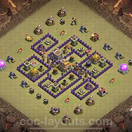 TH7 Max Levels CWL War Base Plan with Link, Anti Air / Dragon, Copy Town Hall 7 Design, #14