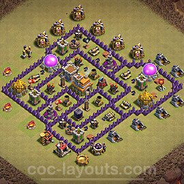 Die Maximal Clan War Base RH7 + Link, Hybrid 2024 - COC Rathaus Level 7 Kriegsbase (CK / CW) - #141