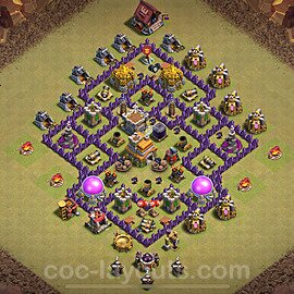 Die Anti 2 Sterne Clan War Base RH7 + Link, Hybrid 2024 - COC Rathaus Level 7 Kriegsbase (CK / CW) - #144