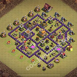 Die Anti 2 Sterne Clan War Base RH7 + Link, Hybrid 2025 - COC Rathaus Level 7 Kriegsbase (CK / CW) - #156