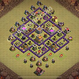 Die Anti 2 Sterne Clan War Base RH7 + Link, Hybrid 2025 - COC Rathaus Level 7 Kriegsbase (CK / CW) - #157