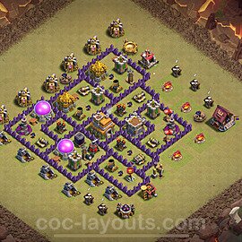 Die Maximal Clan War Base RH7 + Link, Hybrid 2025 - COC Rathaus Level 7 Kriegsbase (CK / CW) - #158