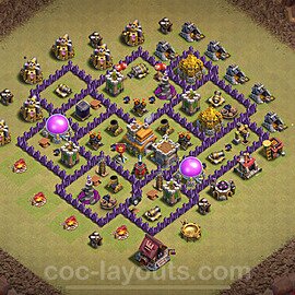 TH7 Max Levels CWL War Base Plan with Link, Hybrid, Copy Town Hall 7 Design 2025, #159