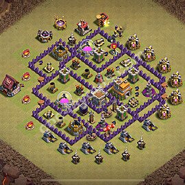 Die Anti 2 Sterne Clan War Base RH7 + Link, Hybrid 2025 - COC Rathaus Level 7 Kriegsbase (CK / CW) - #163