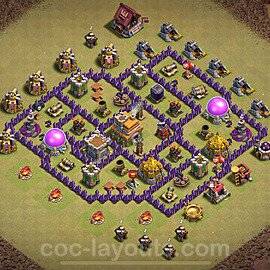 TH7 War Base Plan with Link, Anti 3 Stars, Copy Town Hall 7 CWL Design 2025, #165