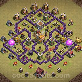 TH7 Anti 3 Stars CWL War Base Plan with Link, Anti Everything, Copy Town Hall 7 Design 2025, #170