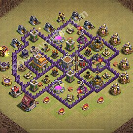 Municipio livello 7 Base di Guerra + Link, Ibrido - Anti 2 Stelle Disposizione Villaggio COC 2025 TH7 - #171