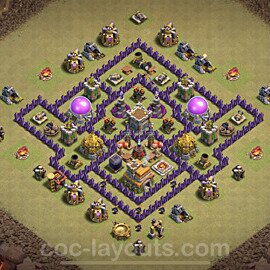 TH7 Max Levels CWL War Base Plan with Link, Hybrid, Copy Town Hall 7 Design, #22