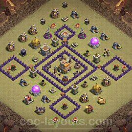 TH7 Max Levels CWL War Base Plan with Link, Anti Everything, Copy Town Hall 7 Design 2021, #41
