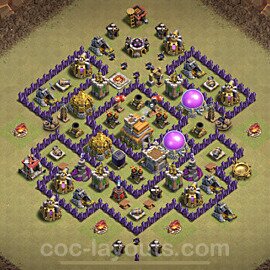 TH7 Anti 3 Stars CWL War Base Plan with Link, Hybrid, Copy Town Hall 7 Design, #44